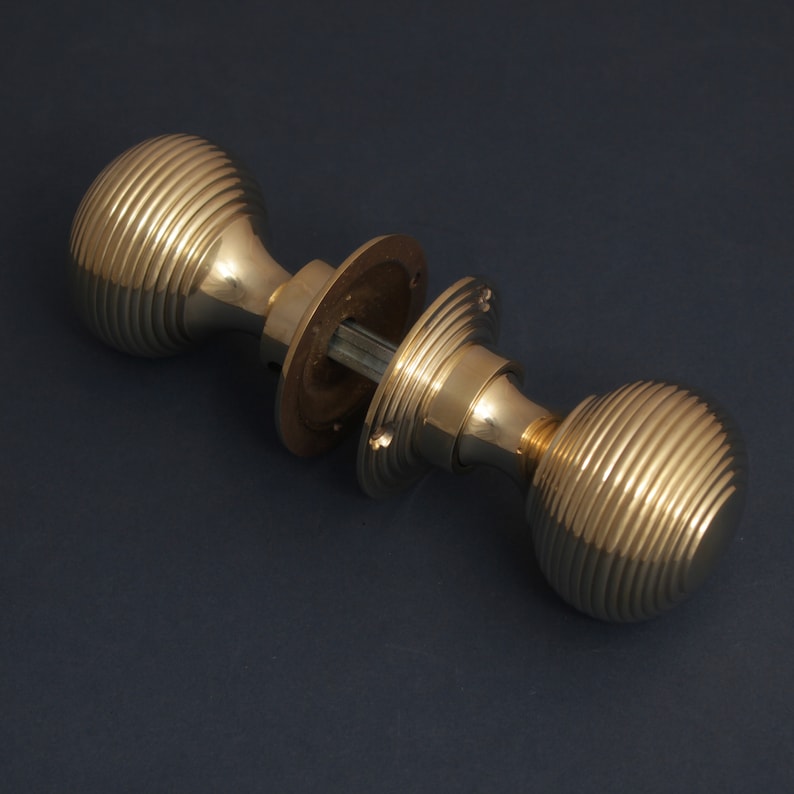 Set of 2 Brass Beehive Door Knob Handles 50mm Antique Etsy