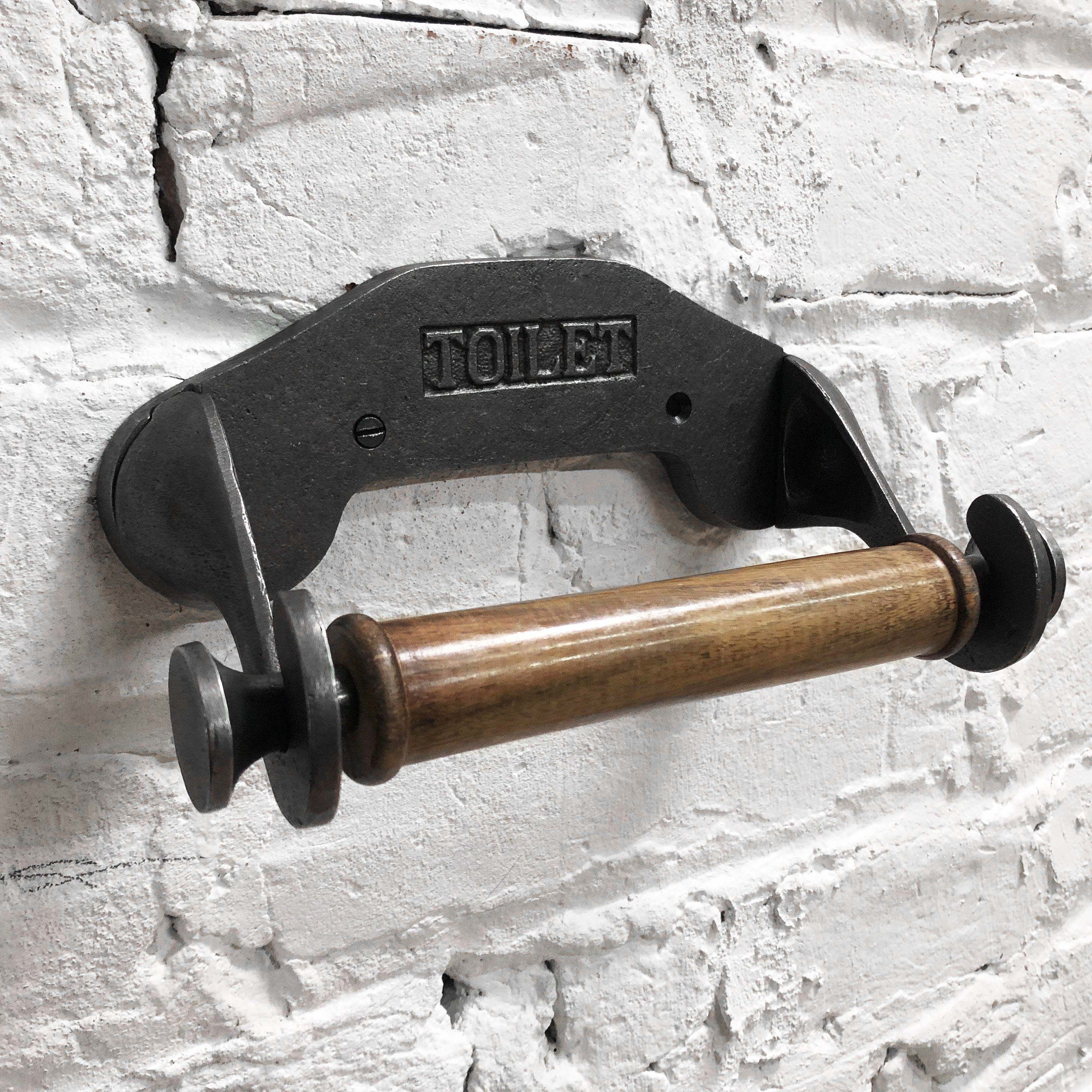 Industrial Cast Iron Toilet Roll Holder - Old Heavy Vintage Style Toi…