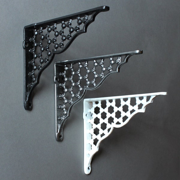 Supports d'étagère en fonte nid d'abeille - Style antique, paire robuste