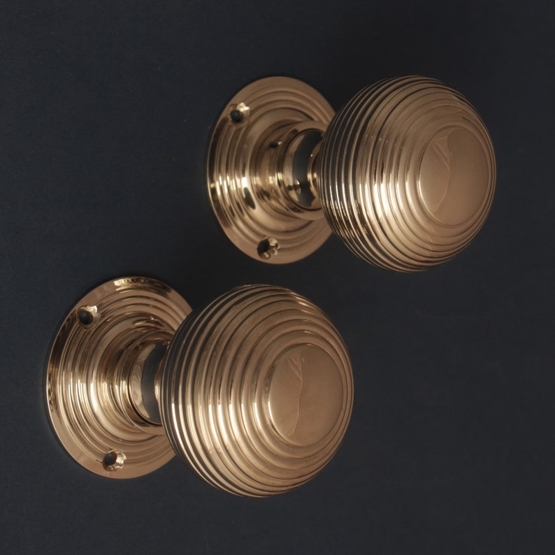 Set of 2 Brass Beehive Door Knob Handles 50mm Antique Etsy Australia
