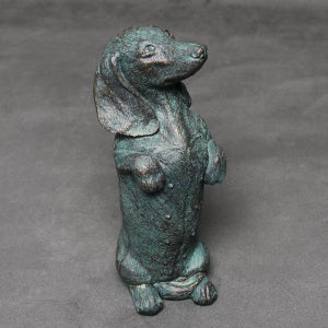 Bronze Dachshund Ornament Dachshund Gift Sausage Dog Doxie Dachs Statue, Wiener Dog Antique Bronze Style Collectable image 2