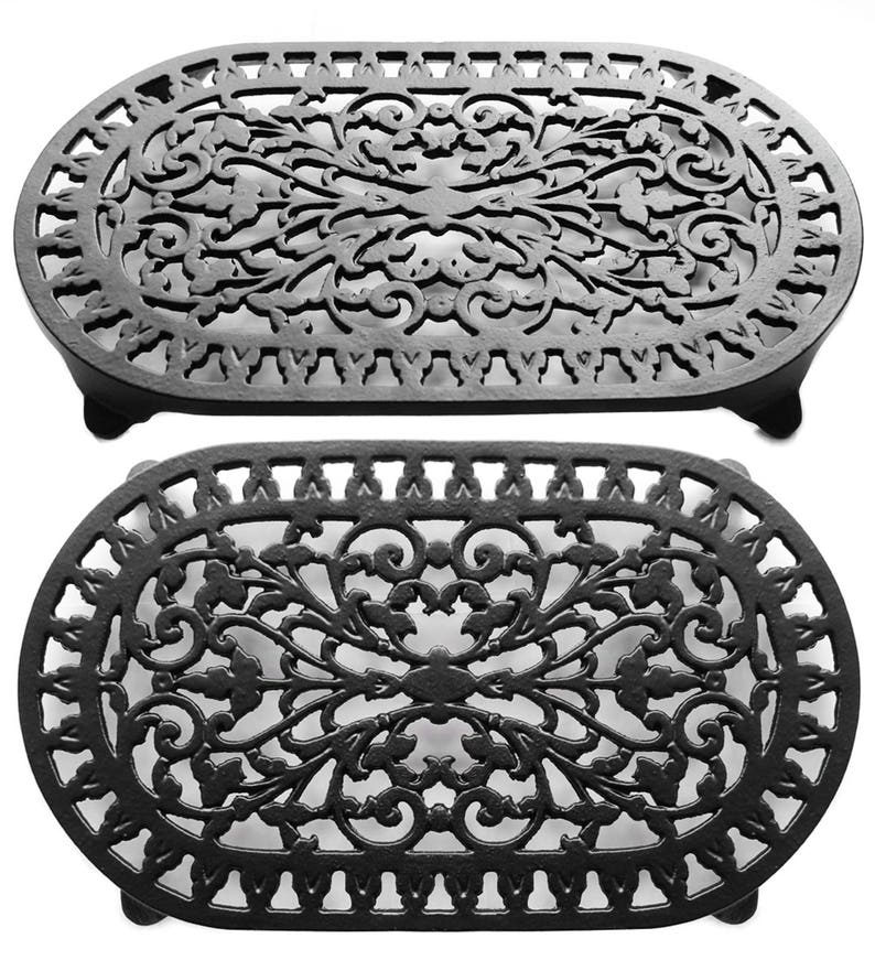 Large Cast Iron Trivets Quality Made Double Pan Pot Tea Stand Decorative Black, Green, Ivory, Grey by Victor Cookware & Robert Welch image 7