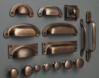 Gealterte Messingschrank Griffe & Knöpfe | Massiver Küchenschrank Zieht Englische Shaker