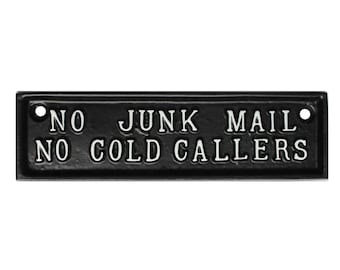 No Junk Mail No Cold Callers Plaque / Sign / Gift Door Home House Letter 289 No Junk Mail No Cold Callers Plaque / Sign / Gift Door Home House Letter 289