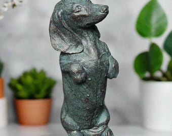 Dackel Ornament Geschenk Wurst Hund Doxie Daxie Dachs Statue Haus Verzierung, Dackel Hund Antique Style Sammlerstück Kunstharz Bronze Style