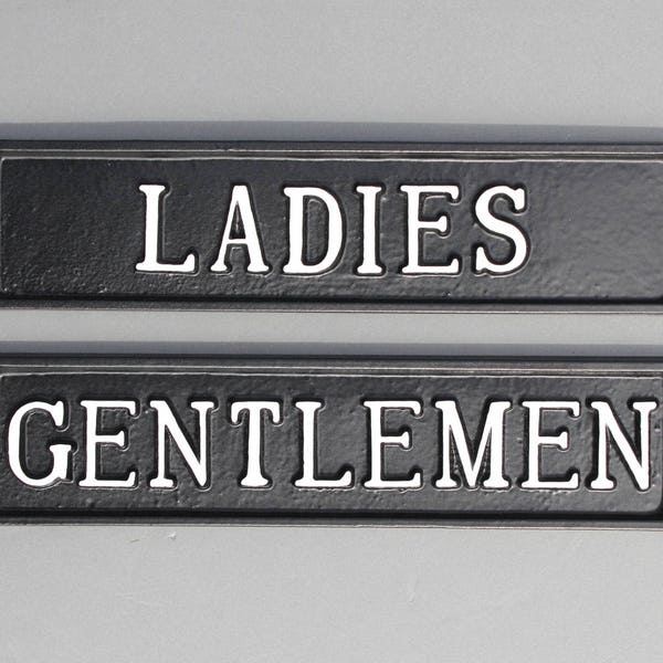 Antique Ladies & Gentlemen Toilet Door Signs Cast Metal -  Toilets Mens Womens Railway Cast Iron Victorian Antique Old Style Bathroom Signs