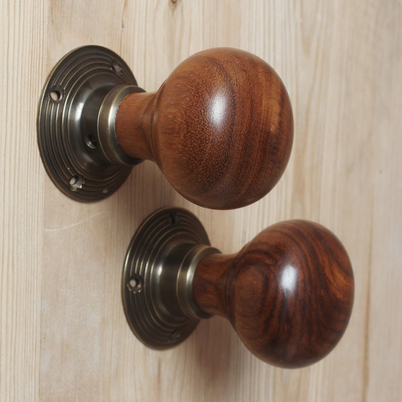 Set of Victorian Beehive/classic Rosewood/black Door Knob Etsy UK