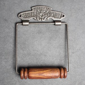 Vintage Cast Iron Toilet Roll Holder Old Victorian Antique Style Toilet Roll Fixture Holder Bathroom Rustic Wooden Victoria Style BA01 image 2