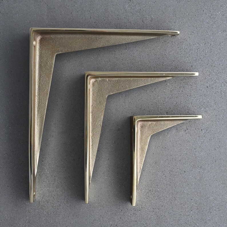 Brass Heritage Shelf Brackets Heavy Solid Cast Brass Kitchen Etsy Canada