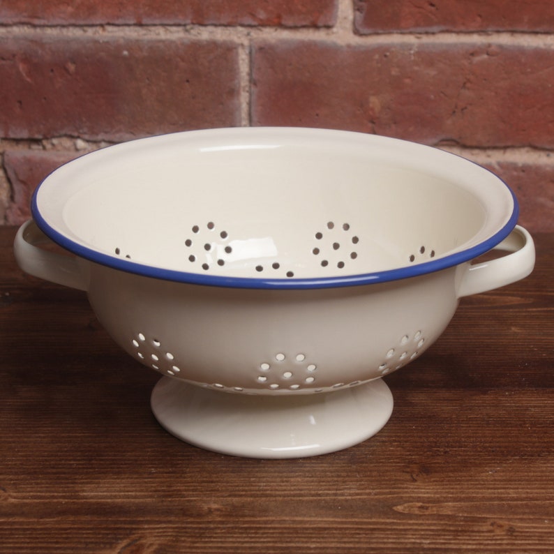 Enamel Colander French Style Colander Country Kitchen Vintage Etsy