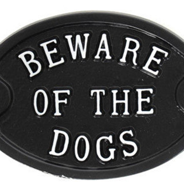 Beware of The Dogs Warnung Hundeschild - Hunde Torschild, Hund Haustier Warnung Torschild Gussmetall Gartenschild Alter antiker Stil - WARN-05-bl