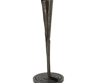 Forged Black Iron Tapered Candle Holder - Hand Forged Black Rustic Metal Candle Holder Taper Handmade Heavy Minimal Candlestick