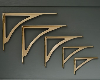 Soportes para estantes de latón macizo de Ironbridge: estantes de pared para cocina de latón satinado, cisterna arqueada de alta calidad, 4,5/6/7/8/10"