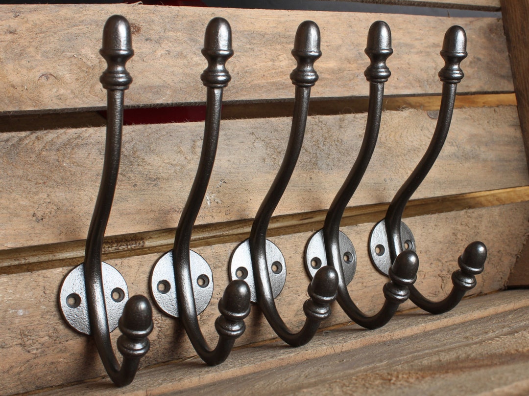 6 Pack Cast Iron Victorian Acorn Style Coat Hooks - Vintage Hallway Hanging Hooks By Ironmongery World