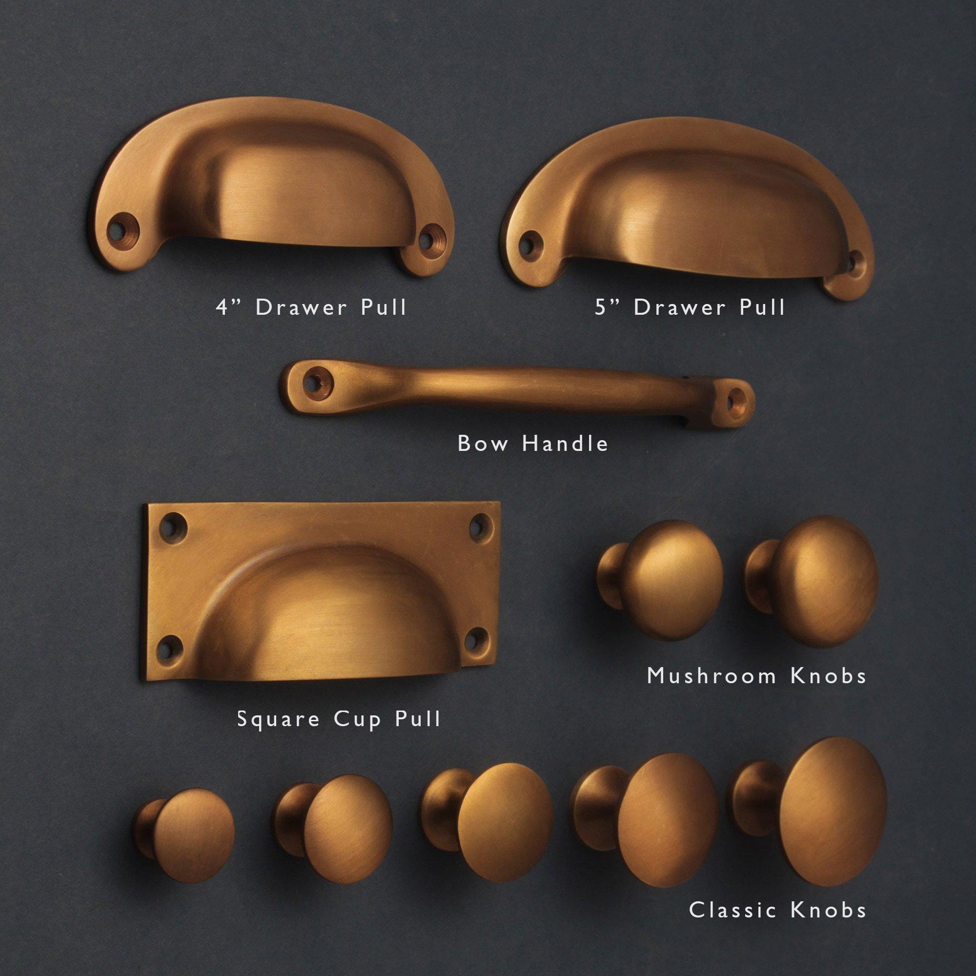 Classic Brushed Satin Brass Cupboard Handles, Unlacquered