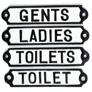 Vintage Toilet Door Signs Cast Metal -  Toilets, Ladies & Gents Mens Womens WC Antique Style Railway Cast Iron Style Bathroom Signs