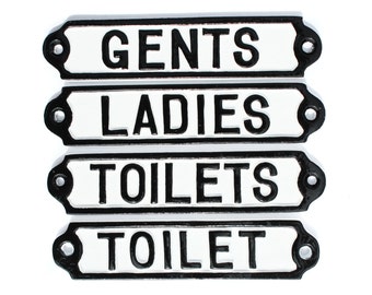 Ladies & Men Art Nouveau Toilet Cast Iron Sign Plaque Door Wall Cafe Shop Pub 