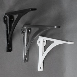 Small 6&quot; Cast Iron Ironbridge Industrial Wall Metal Shelf Shelve Shelving Bracket Simple Vintage Antique Style Black, White, Pewter