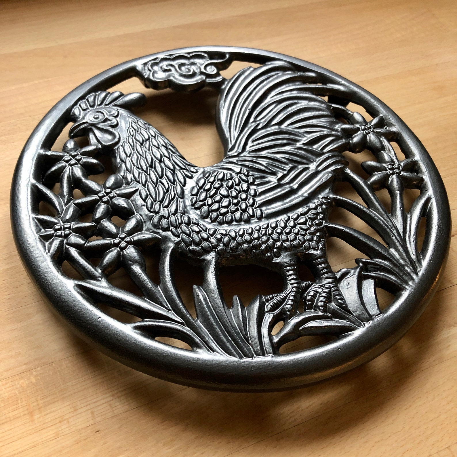 8" Cockerel Cast Iron Trivets - Black