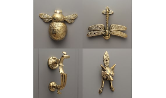 Antique Brass Door Knockers Solid Victorian English Country