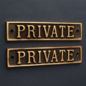 Letrero para puerta privada / latón y bronce