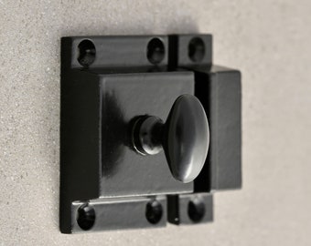 Pestillo de armario de hierro fundido negro - Pomo para puerta de armario de cocina estilo shaker inglés
