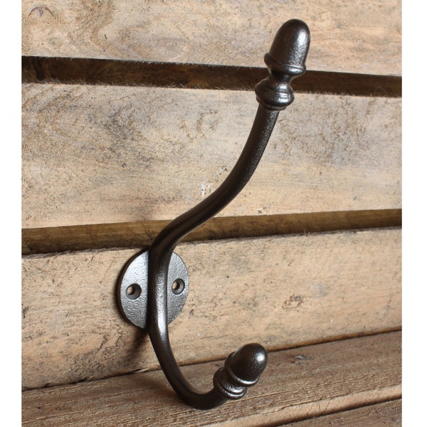 1 x Large Cast Iron Acorn Double Hook. Vintage Style Bathroom Bath Towel Hooks. Antique Old Style Hat & Coat Hooks Classic Style ~ CH22