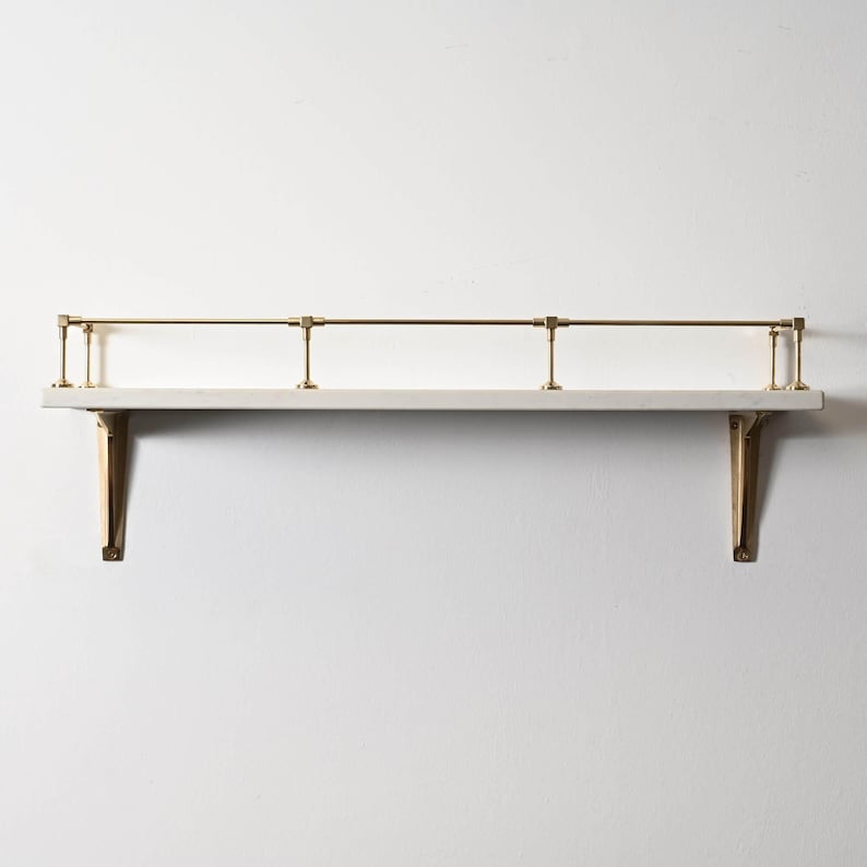 Polished Brass Gallery Rail | Kitchen Tipping Shelf Fiddle image 1