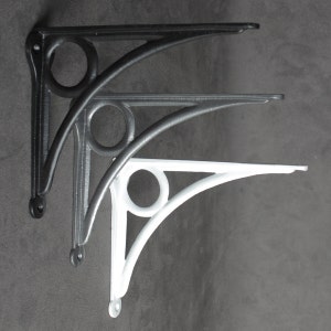 Pair of 8&quot; Cast Iron Victorian Circle Antique Rustic Wall Metal Shelf Shelve Shelving Brackets White Finish