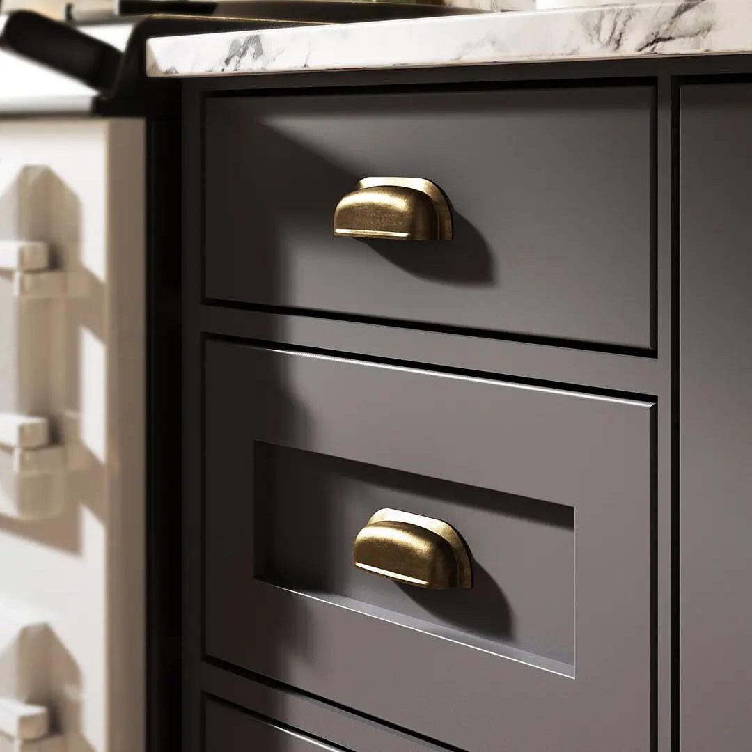 Aged Brass Cabinet Pulls & Knobs – Shaker Kitchen Hardware - Etsy