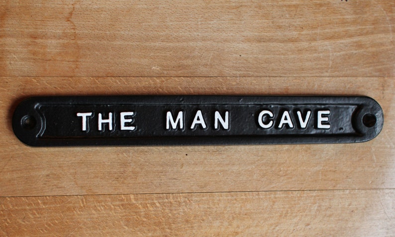 Vintage Man Cave Sign Antique Cast Metal Style Shed Garage Dad Father's Day Gift Sign Plaque Solid UK Made Mens Him Black,White,Polished image 3