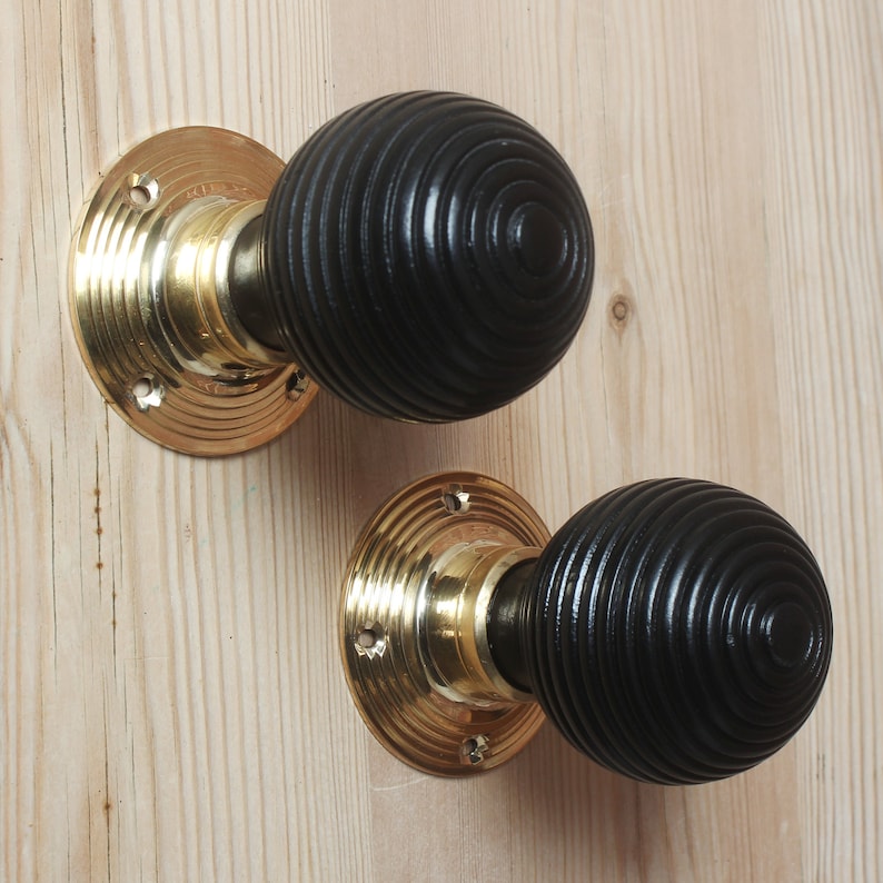 Set of Victorian Beehive/classic Rosewood/black Door Knob Etsy UK