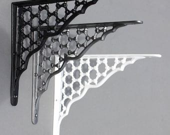 Cast Iron Shelf Brackets - Victorian Honeycomb Design, Heavy Duty