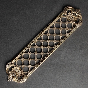 Brass Lattice Door Push Plate | Door Finger Plate Antique Victorian Gold Solid Cast Brass Quality