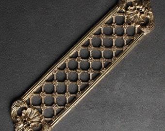 Brass Lattice Door Push Plate | Door Finger Plate Antique Victorian Gold Solid Cast Brass Quality