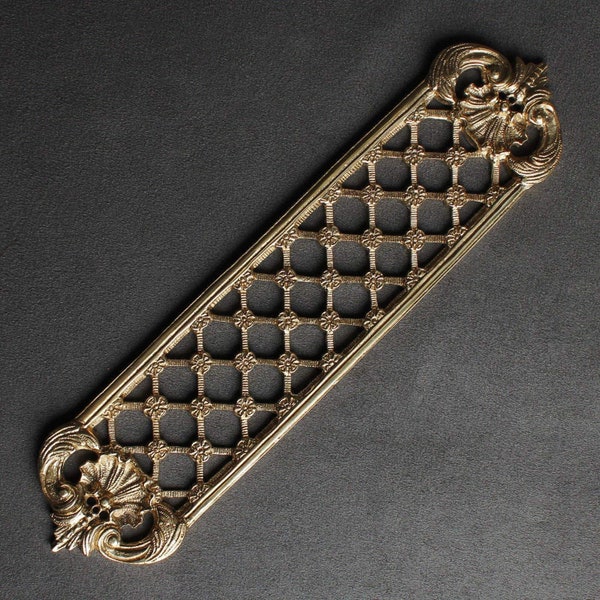 Brass Lattice Door Push Plate | Door Finger Plate Antique Victorian Gold Solid Cast Brass Quality