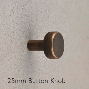 Solid Brass Knurled Pull Handles & Knobs Kitchen Cabinet Cupboard Handles Modern Polished Aged Satin Brass Finishes Heavy Quality image 6