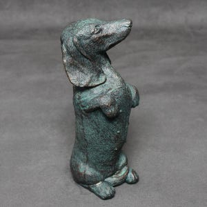 Bronze Dachshund Ornament Dachshund Gift Sausage Dog Doxie Dachs Statue, Wiener Dog Antique Bronze Style Collectable image 3