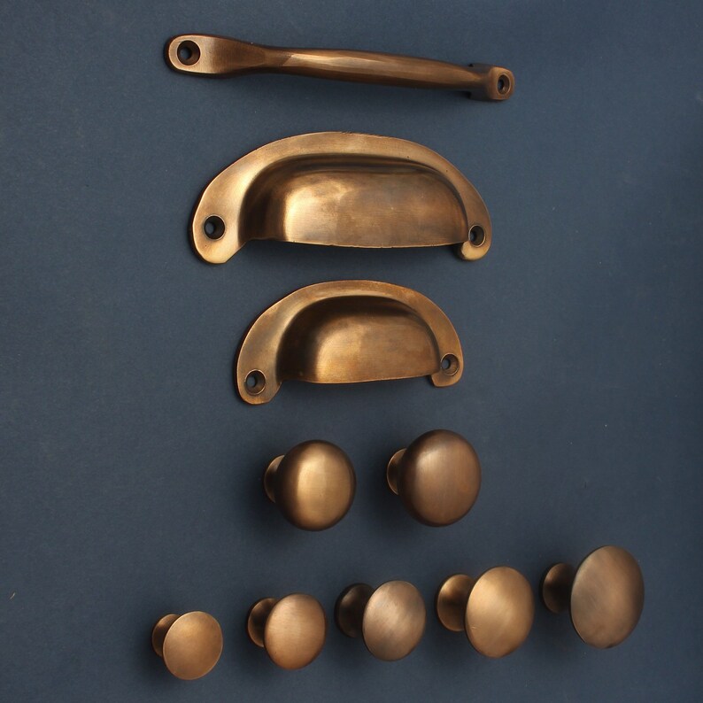 Aged Bronze Kitchen Handles Drawer Cup Pulls Knobs Antique Image 0