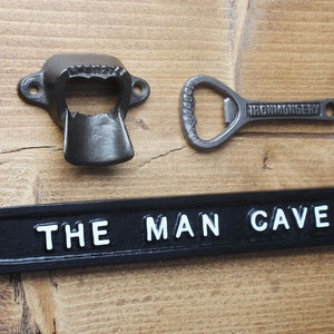 Man Cave Gift Set Cast Iron Crown Cork Beer Bottle Opener Dad Men Groomsmen Best Man Wedding Father's Day Christmas 6th Anniversary image 2