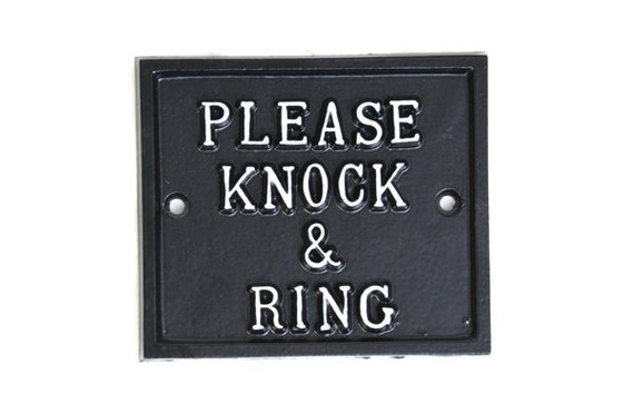 Vintage Please Knock Ring Front Door Sign Old Antique Etsy