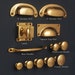 Solid Brass Kitchen Cupboard Handles | Knobs Pulls Cup D Bow Handle Polished Brass Gold Cabinet Door Drawer English Shaker Style QUALITY 