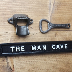 Man Cave Gift Set Cast Iron Crown Cork Beer Bottle Opener ~ Dad Men Groomsmen Best Man Wedding Father&#39;s Day Christmas 6th Anniversary