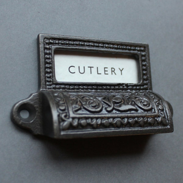 Tiradores de cajón de hierro fundido de boticario de la década de 1900 - Estilo antiguo, mercería antigua, tiradores de copa, pomos, herrajes para puertas ~ DP05