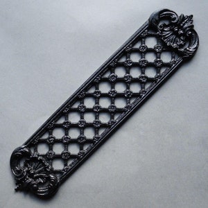 Cast Iron Lattice Door Push Plate Antique Black