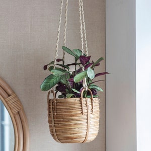 Hanging plant pots Jute indoor plants rope hanging bathroom bedroom kitchen ceiling herb natural planters Rattan