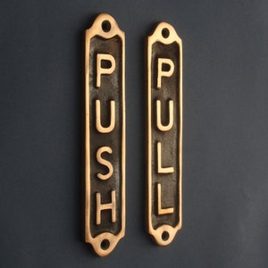 Letreros de bronce para puertas de empujar y tirar - Pubs, restaurantes, hoteles, letreros comerciales, placas de metal fundido de calidad