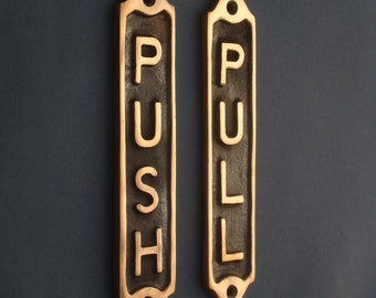 Cast Bronze Push & Pull Door Signs – Vintage Style Metal Plaques