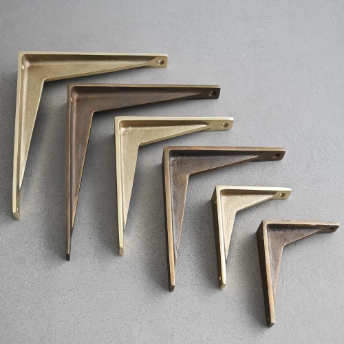 Aged Brass Shelf Brackets Heavy Solid Cast Brass Toilet Etsy