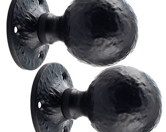 Cast Iron Black Round Door Knob Set - Cottage Antique Style
